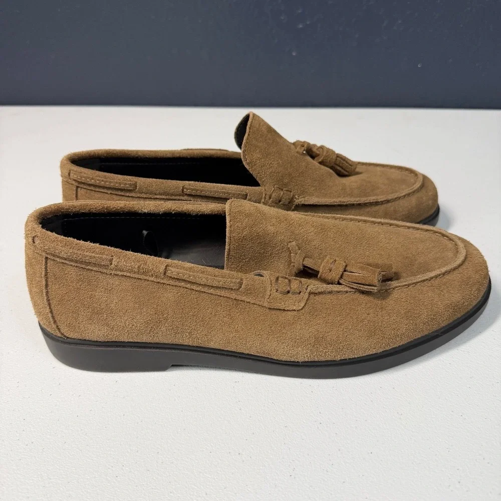 Zara Mens Tassel Loafers Brown Suede Slip On Shoes Classic Preppy EUR 41 US 8